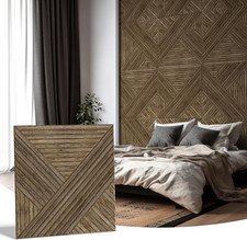 Wood-Look Decorative Acoustic Wall Panels 6 Pack, 23.6 X23.6 X0.4 Polyester Fib