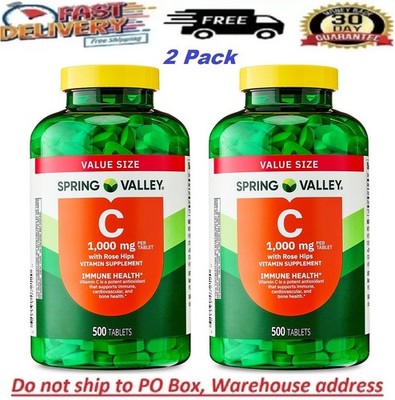 Spring Valley 1000 mg, Vitamin C with Rose Hips 1000 Tablets, Support Immune new