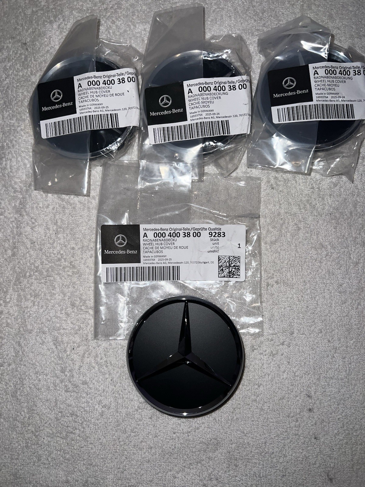 Cache moyeu centre de roue pour remplacer pièce Mercedes A0004003800 noir mat 66,8 mm