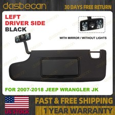 Black Left Driver Side Sun Visor wIth Mirror For Jeep Wrangler JK 2007-2018
