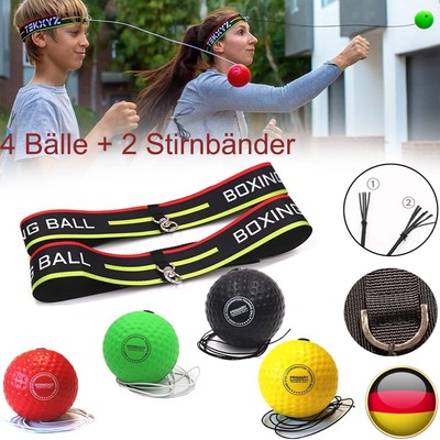 Reflex Ball Pack 4 verschiedene Boxbälle mit Stirnband für Reaktion Agilität DE