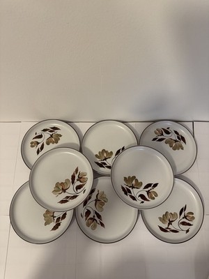8er Set Denby Windflower handbemalt Steinzeug Vintage Beilagen/Dessertteller 6,5''