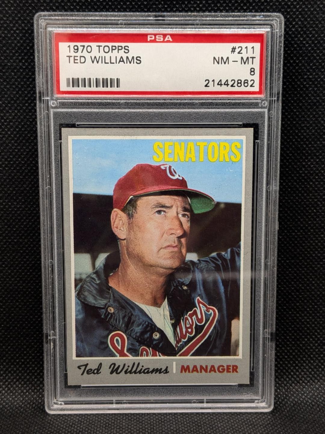 1970 TOPPS #211 TED WILLIAMS PSA 8 NM-MT BOSTON RED-SOX HALL OF FAME