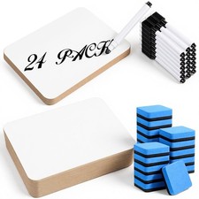 24 Pack Small White Board Dry Erase 9x12 Inch Double Sided Lapboards Marker Set