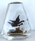 Vintage Hand Carved Painted 2 Geese in Lucite/Acrylic Unique Canada Paperweight — photo 1