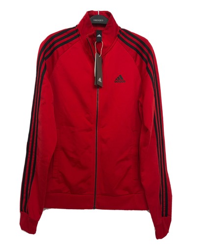 adidas track jacket black red