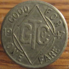 1947 GT Co. Grafton, WV Transit Bus Token - West Virginia
