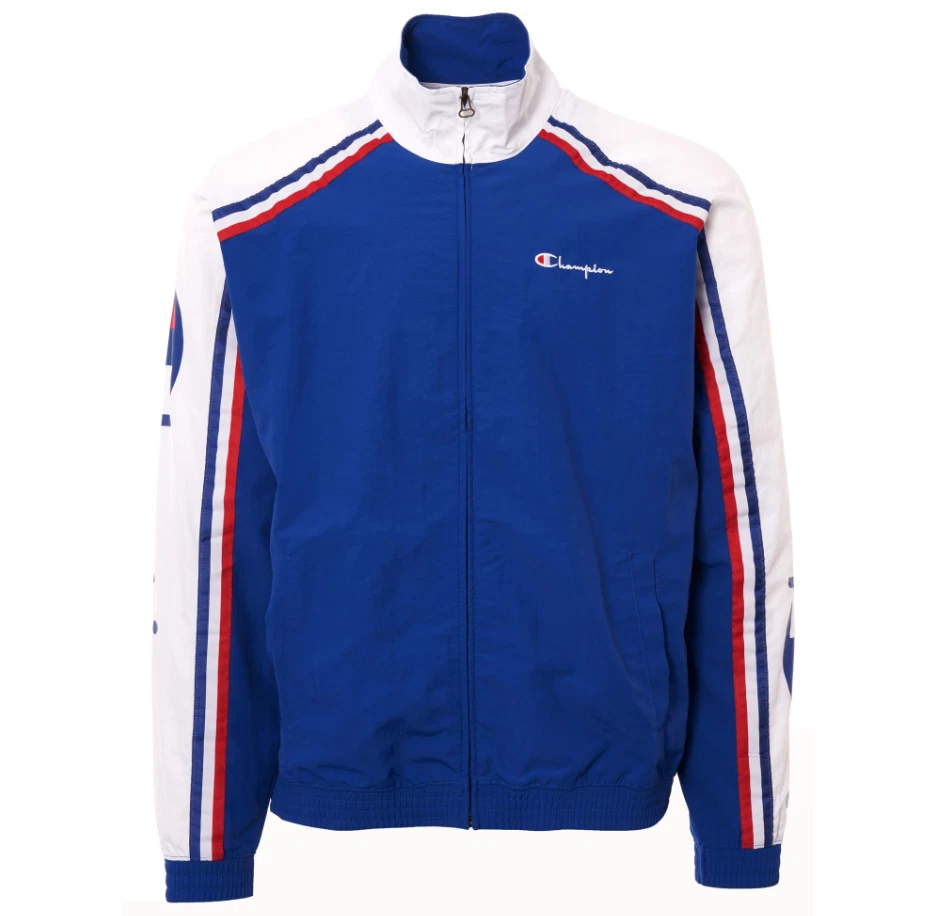 Champion Premium Men&#039;s Zip Through Striped Track Jacket, Blue &amp; White