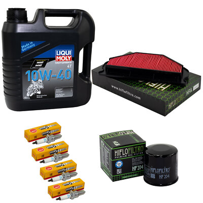 Set Wartung für Kawasaki ZX-6R ZX 6 RR 03-04 Öl 4L Luftfilter Ölfilter Zündkerze