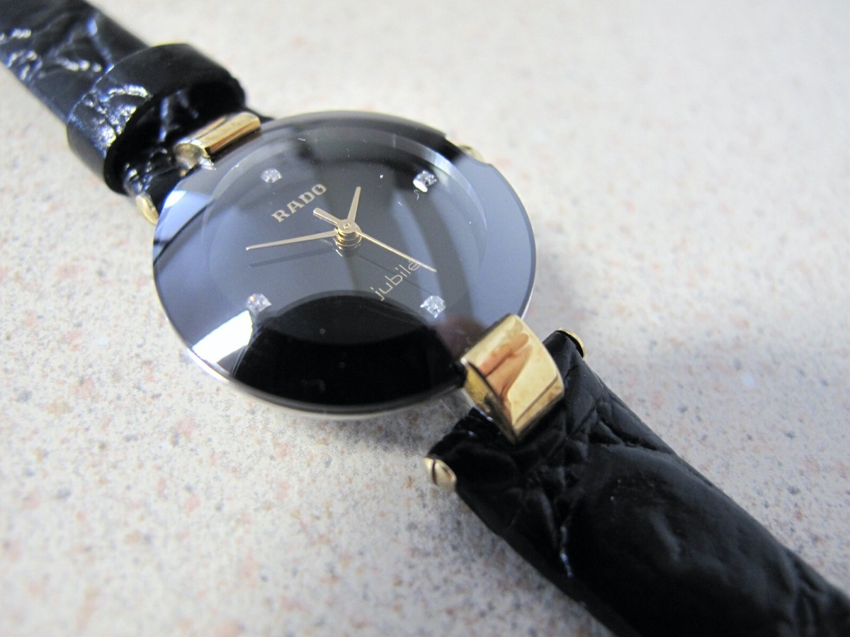 Women Rado Coupole Jubilee Watch 24mm black dial 4 diamonds