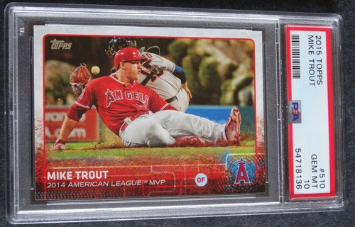 2015 Topps #510 Mike Trout Los Angeles Angels MVP Baseball Card PSA 10 Gem Mint