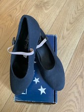 NEW Roch Valley character shoe, black canvas, elastic fastener, cuban heal.