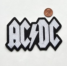      AC/DC Band White Embroidered Patch Iron-On Rock Band Music Emblem D137-4