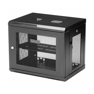 StarTech.com 2-Post 9U Wall Mount Network Cabinet w/ 1U Shelf, 19'' Wall-Mount...