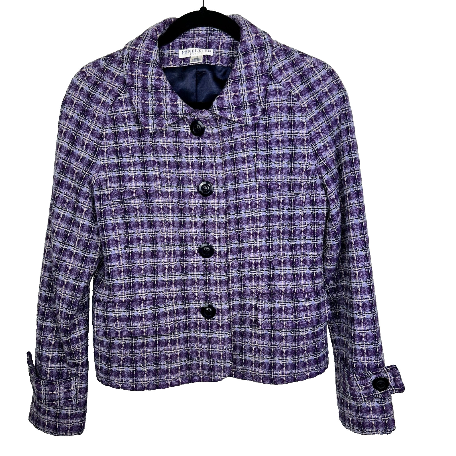 Pendleton Tweed Checkered Blazer Jacket Purple Bu… - image 1