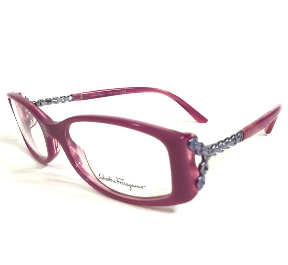 Salvatore Ferragamo Vintage Eyeglass Cat Eye Frames Purple Floral Chetah F2778 Eyeglasses FERRAGAMO SF 2856 A 500 Violet at Amazon Men main image 3