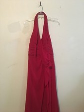 David's Bridal Size 14 Wine Red Halter Neck Gown Bridesmaid Wedding Formal Dress