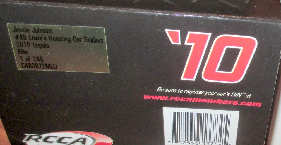2010 Jimmie Johnson #48 Lowes Honoring Our Soldiers ELITE 1/24 NASCAR /248 - Image 2 of 3