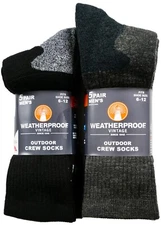 Weatherproof Men's Outdoor Wool Blend Crew Socks, 6-12 Shoe Size, 5 Pairs