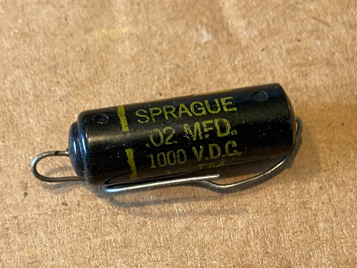 NOS Vintage Sprague Black Beauty .02 uf 1000v Capacitor 1kv Guitar
