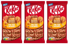 3x 99G NESTLE KITKAT KIT KAT CHOCOLATE - SALTED CARAMEL FLAVOUR - CRUNCHY BAR