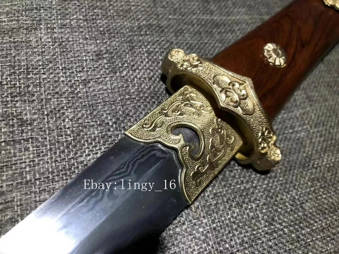 Brass Fittings Small Tang Saber Short Dao Sword Folded Steel Chinese Dagger Jian