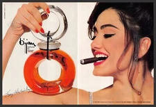 Bijan 1990s Print Advertisement Ad 1993 Model Smoking Cigar