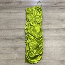 Forever 21 Dress Bodycon Green Apple Small NWT Ruched Satin Slip Style