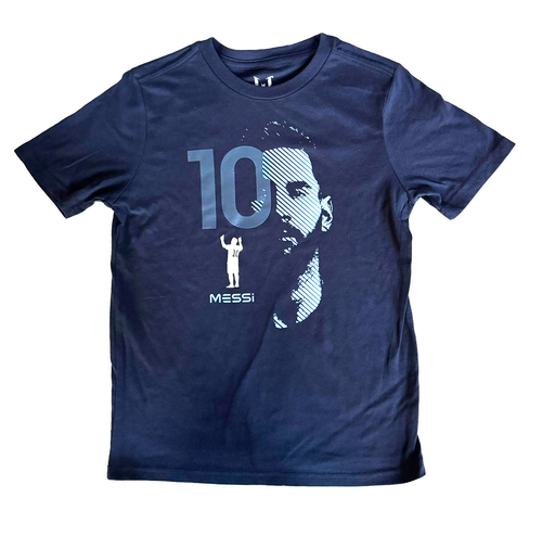 Messi Face Boy's Navy Blue T-Shirt. US Boy's Sizes XS-XXL. New in Polybag! - Picture 1 of 4