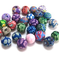 50 Mixed Colour Polymer Clay Round Beads 10mm 3/8" Jewelry Finding