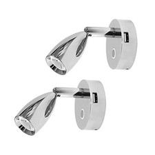 12V RV Spotlight USB Reading Light - L0268U-2pk Polished Finish USB port-2pk