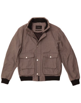 ZARA Herren Bomberjacke mit Kapuze UK 36 Small Grau Polyester BP06