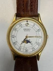 Seiko Moon Phase Watch 34mm 6F22-7009 Leather Band. New Battery