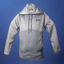 Under Armour Hoodie Womens SM/P Gray Black Loose Fit Logo Pullover 2 Pocket