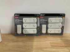 2 Outlet Wall Adapters with Remote Control Wireless Indoor White 6-Pack