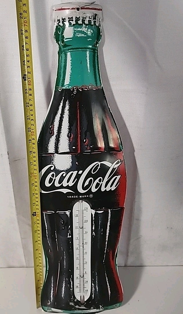 Coca-Cola 温度計 アンティーク Vintage 1960's Coca Cola Bottle Tin advertising thermometer 29