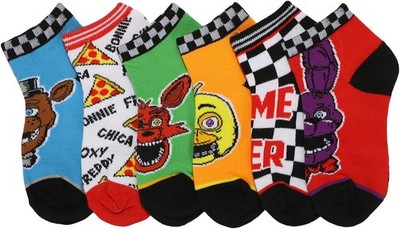 6 Pack Five Nights at Freddys FNAF Youth Ankle Socks Bioworld NWT