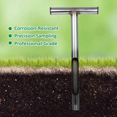 Soil Sample Probe 13 Inch Metal T-Style Handle Soil Probe Rod With 2Pcs Reusable