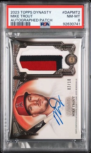 2023 Topps Dynasty Mike Trout Game Used Patch Auto /10 PSA 8