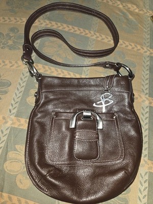 B. Makowsky Brown Leather Crossbody Shoulder Convertible Bag Silver HW excellent