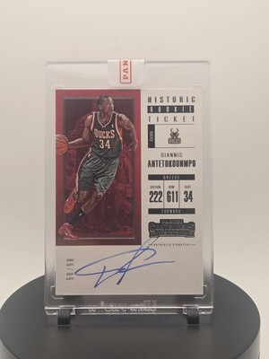 2017-18 Panini Contenders Historic Rookie Ticket Auto Giannis Antetokounmpo /99 