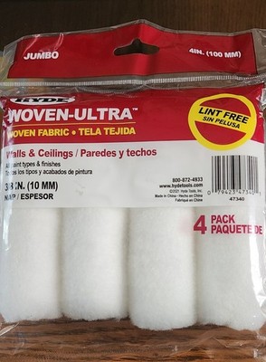 Hyde 4 '' x  3/8'' Jumbo lint free Painter's Choice Roller Covers 47340 4 rollers