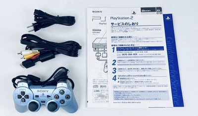 Sony PS2 SCPH-39000 Aqua Blue Console Box Controller Japan Rare