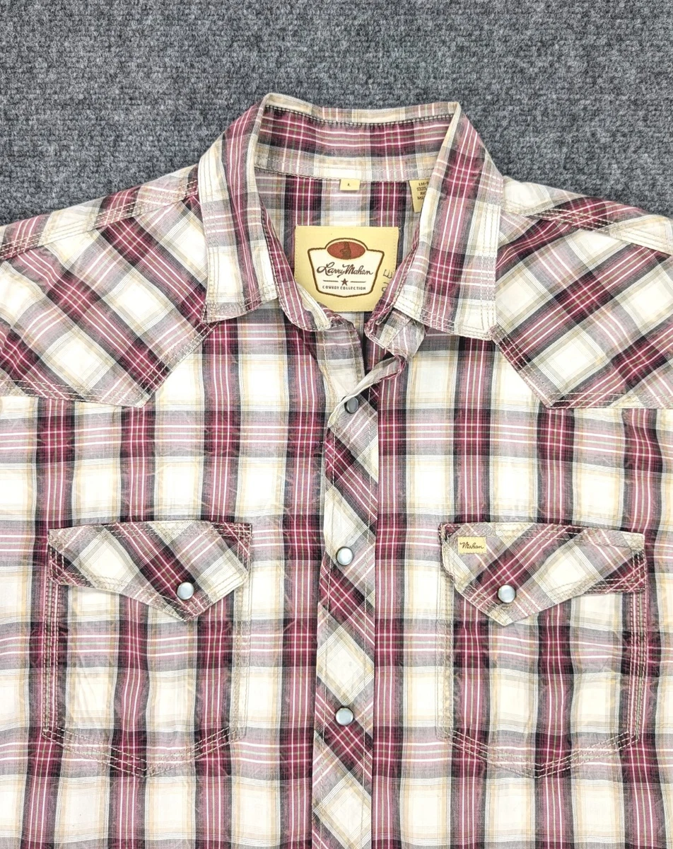 Larry Mahan Shirt Mens L Yellow Red Pearl Snap Western Rodeo