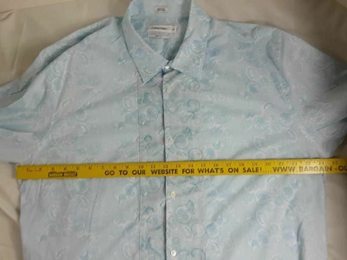 Camisa frontal con botones azul floral manga larga para hombre Calvin Klein ajuste moderno XXL - Imagen 8 de 11