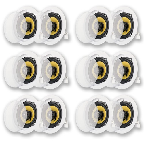 Acoustic Audio HD-5 Flush Mount In Ceiling Speakers Home Theater 6 Pair Pack