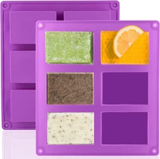 2 Pack Silicone Soap Molds, 6 Cavities Rectangle Silicone Soap Molds, Great for