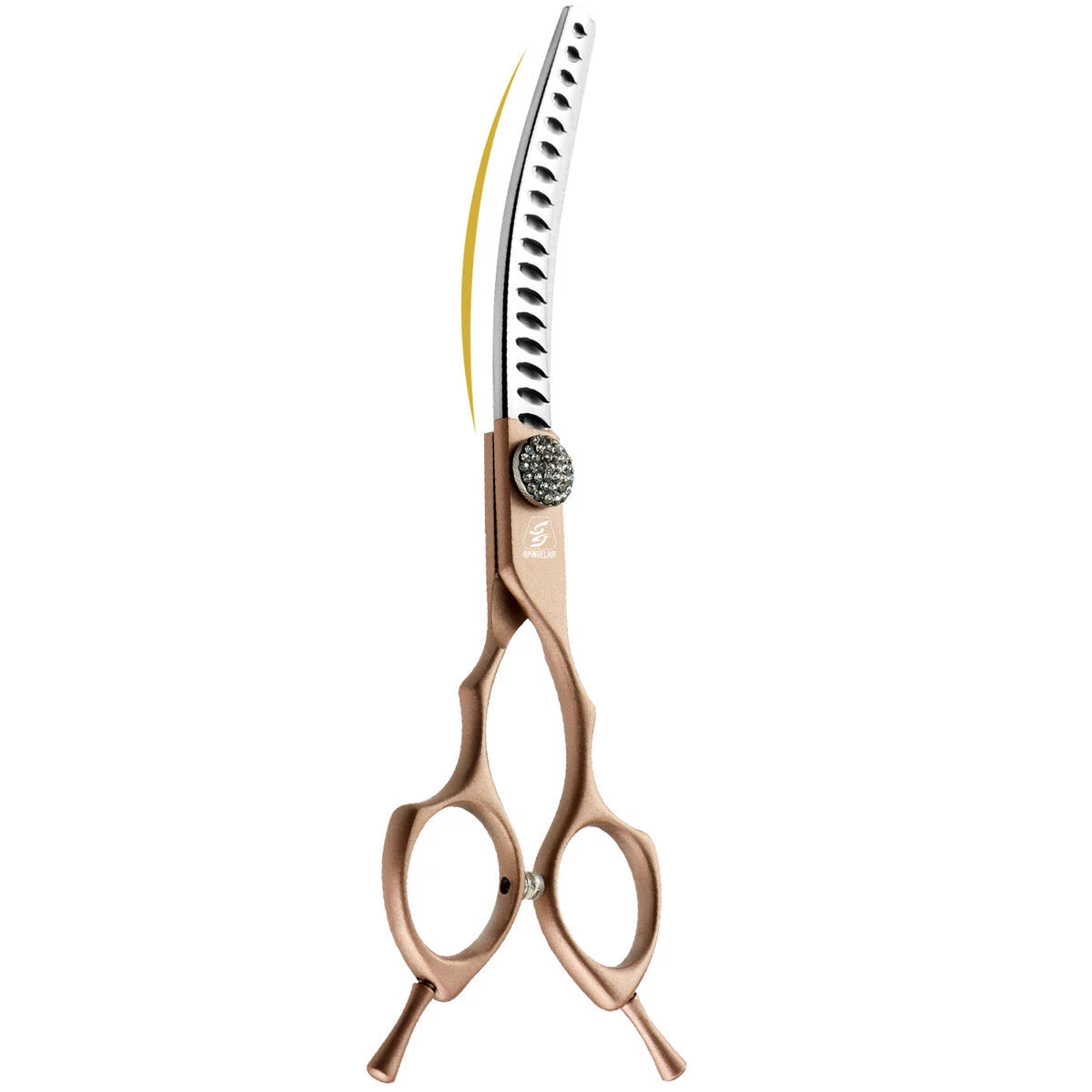 Sangelar 6.5 inch Gold Curved Pet Thinning Scissors, Remove 20%-35% and 40%-55%