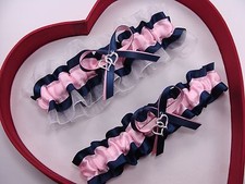 NEW Light Pink Navy White Wedding Garter Prom Homecoming Dance GetTheGoodStuff A