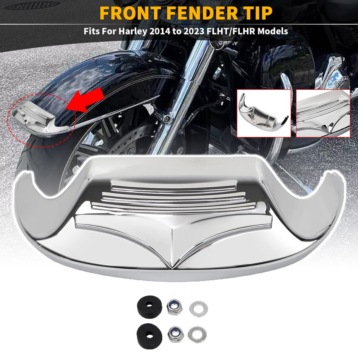 Chrome Front Fender Trim Tip For Harley Touring Electra Tri Glide